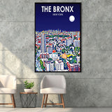 The Bronx New York Art Night Landscape, Large Canvas, Framed Canvas Print Wall Art Home Decor, Floating Frame