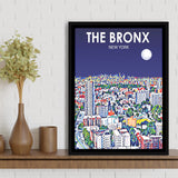 The Bronx New York Art Night Landscape, Large Canvas, Framed Canvas Print Wall Art Home Decor, Floating Frame