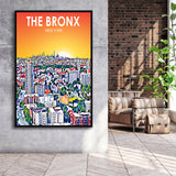 The Bronx New York Art Sunset Landscape, Large Canvas, Framed Canvas Print Wall Art Home Decor, Floating Frame