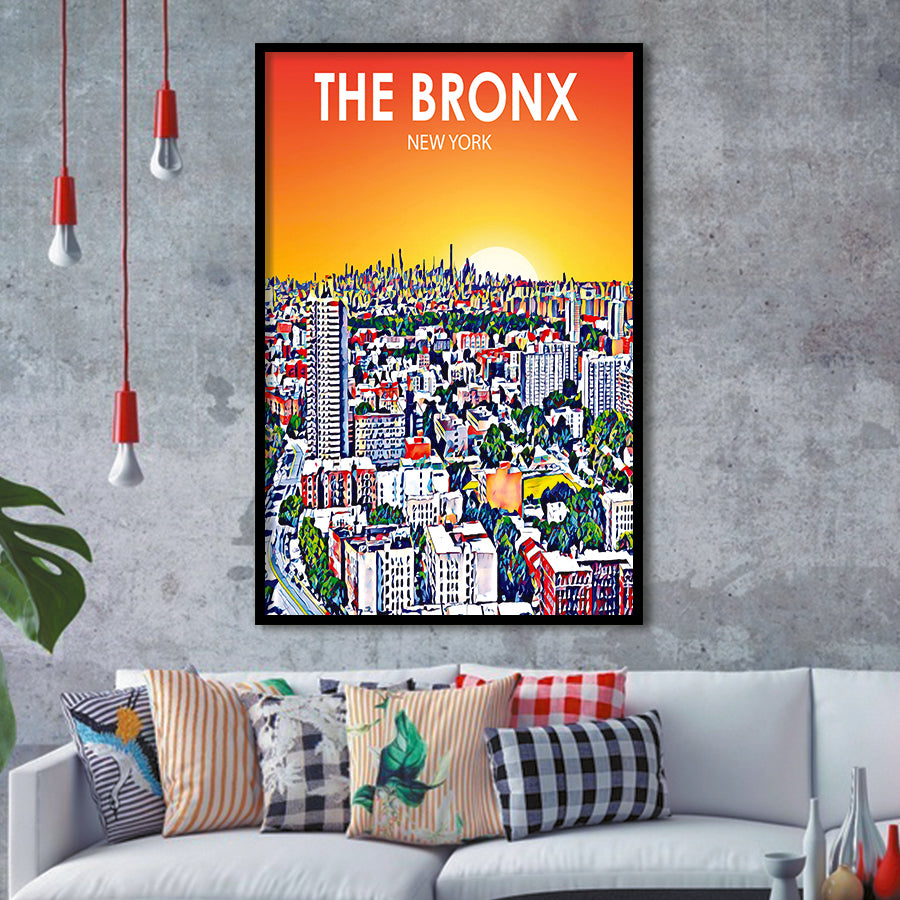 The Bronx New York Art Sunset Landscape, City Art Print, Framed Art Print Wall Art Home Decor, Framed Picture