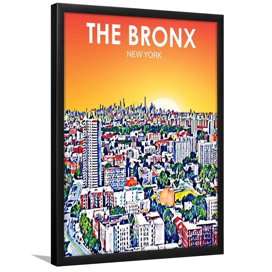 The Bronx New York Art Sunset Landscape, City Art Print, Framed Art Print Wall Art Home Decor, Framed Picture