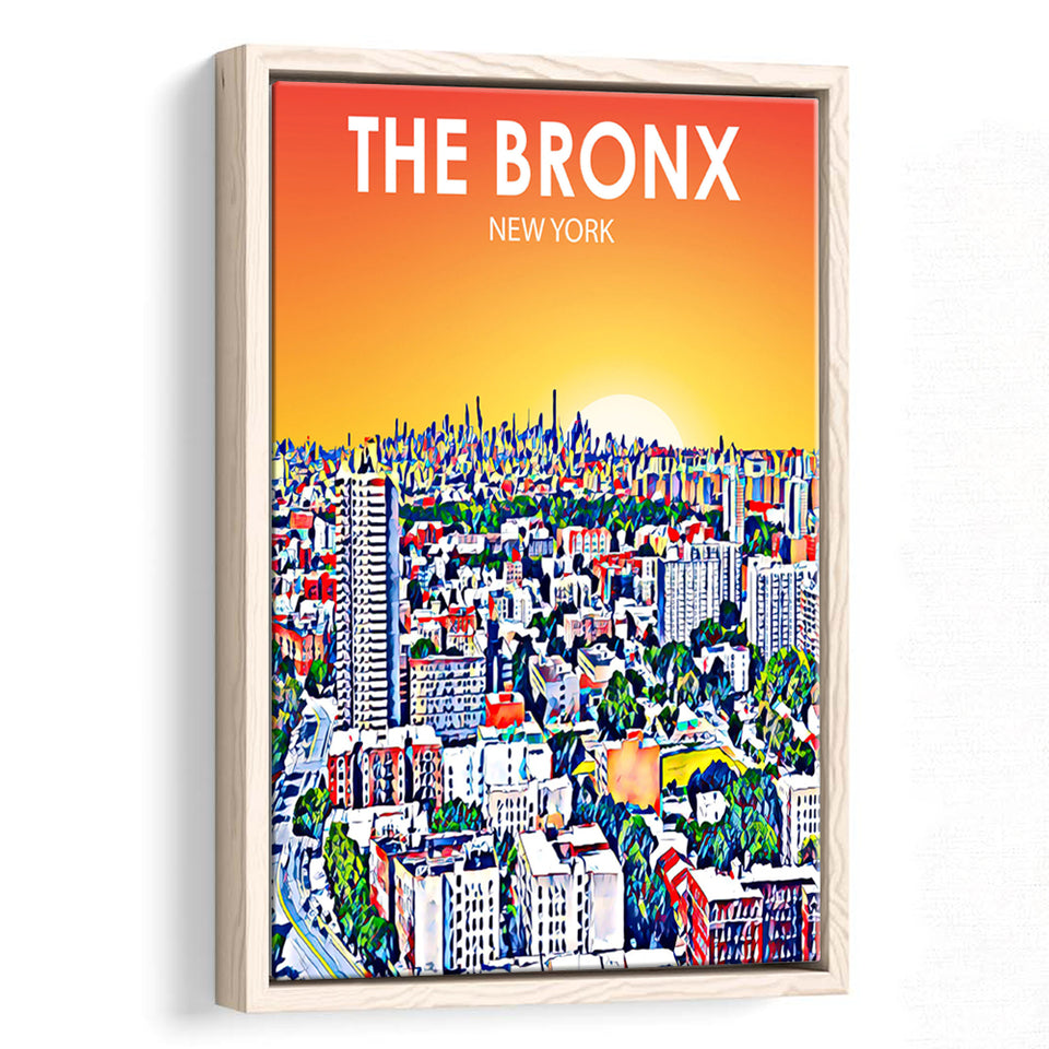 The Bronx New York Art Sunset Landscape, Large Canvas, Framed Canvas Print Wall Art Home Decor, Floating Frame