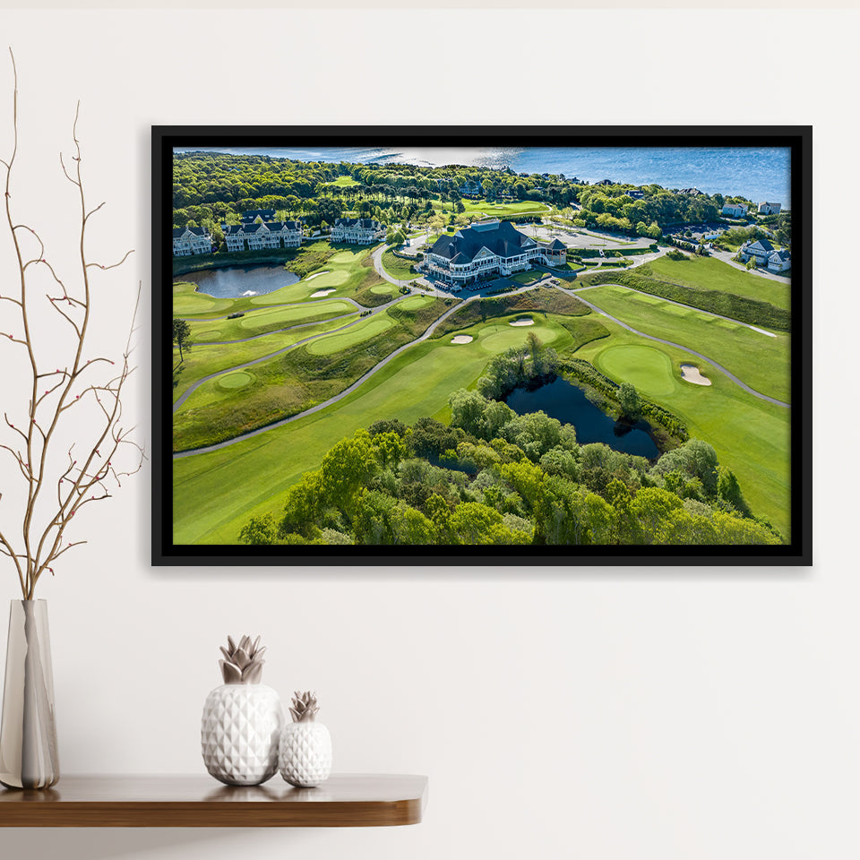 The Club At New Seabury Offers A Cape Escape, Golf Art Print, Framed Canvas Prints Wall Art Decor, Floating Frame