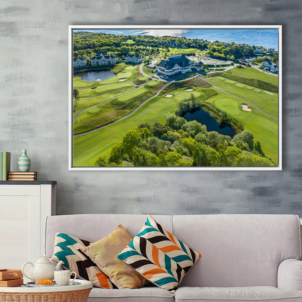 The Club At New Seabury Offers A Cape Escape, Golf Art Print, Framed Canvas Prints Wall Art Decor, Floating Frame