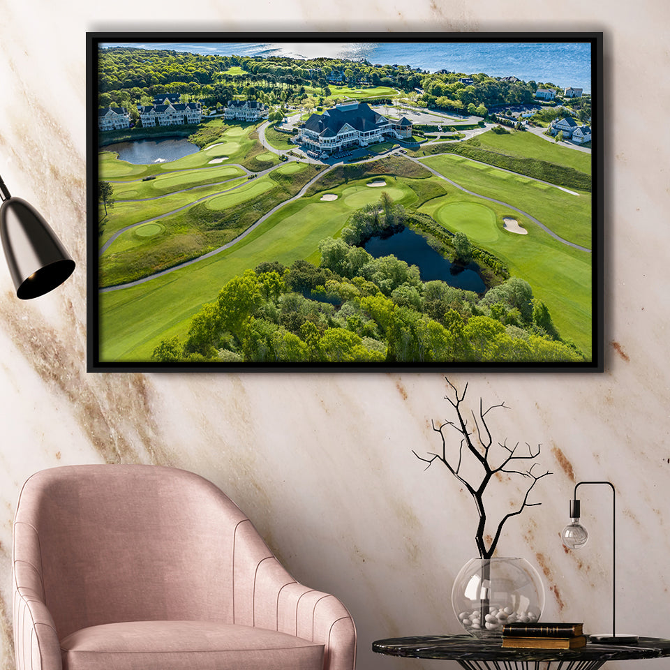 The Club At New Seabury Offers A Cape Escape, Golf Art Print, Framed Canvas Prints Wall Art Decor, Floating Frame