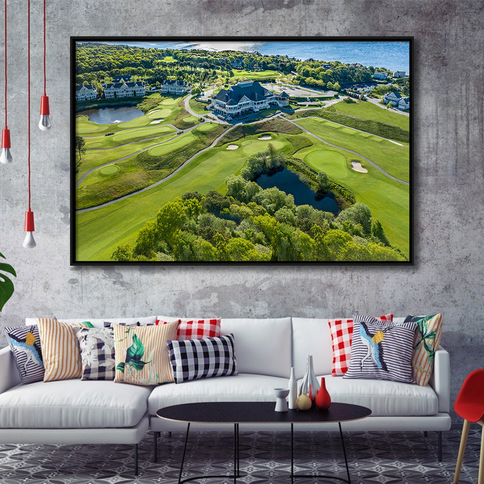 The Club At New Seabury Offers A Cape Escape, Golf Art Print, Framed Canvas Prints Wall Art Decor, Floating Frame