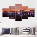 The Colorado sunset Breckenridge ski slopes at the sunset Colorado 5 Pieces Canvas Prints Wall Art - Painting Canvas, Multi Panels, Wall Decor