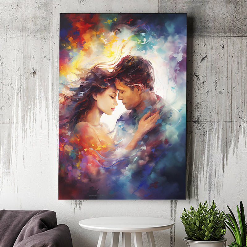 The Couple Love Multicolored Mixed Color, Painting Art, Canvas