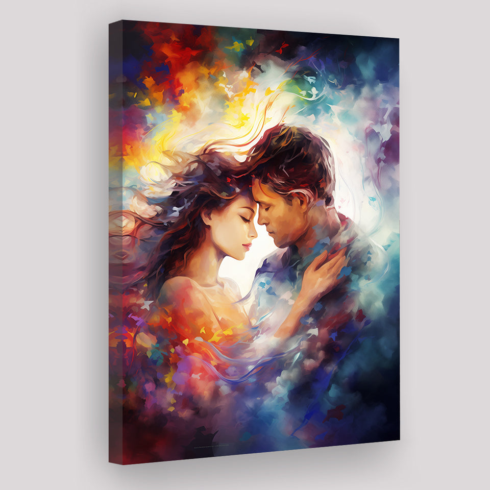 The Couple Love Multicolored Mixed Color, Painting Art, Canvas Prints Wall Art Home Decor