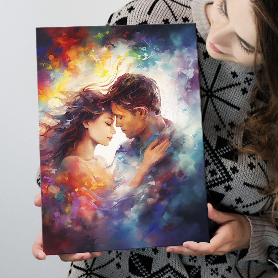 The Couple Love Multicolored Mixed Color, Painting Art, Canvas Prints Wall Art Home Decor