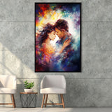 The Couple Love Multicolored Mixed Color,Framed Canvas Prints,Floating Frame, Wall Art Home Decor