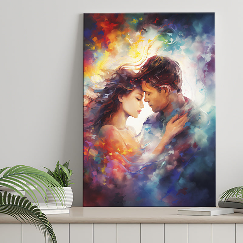 The Couple Love Multicolored Mixed Color, Painting Art, Canvas Prints Wall Art Home Decor