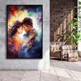 The Couple Love Multicolored Mixed Color,Framed Canvas Prints,Floating Frame, Wall Art Home Decor