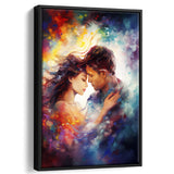 The Couple Love Multicolored Mixed Color,Framed Canvas Prints,Floating Frame, Wall Art Home Decor