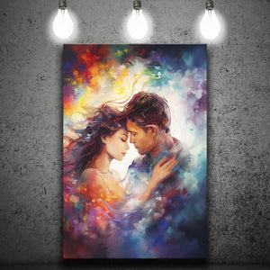 The Couple Love Multicolored Mixed Color, Painting Art, Canvas Prints Wall Art Home Decor