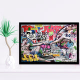 The Creation Of Adam Grafiti Street Art Banksy Style, Framed Art Prints Wall Art Home Decor, Ready to Hang
