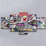 The Creation Of Adam Grafiti Street Art Banksy Style, Multi Panels, 5 Pieces, Canvas Prints Wall Art Home Decor
