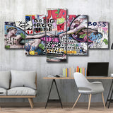 The Creation Of Adam Grafiti Street Art Banksy Style, Multi Panels, 5 Pieces, Canvas Prints Wall Art Home Decor