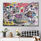 The Creation Of Adam Grafiti Street Art Banksy Style, Canvas Prints Wall Art Home Decor