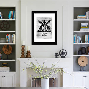 The Deathly Hallows-Black and white Art, Art Print, Plexiglass Cover