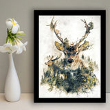 The Deer Nature Art Botanical Floral Forest Framed Art Prints Wall Decor - Painting Prints, Wall Art, Framed Picture, For Sale