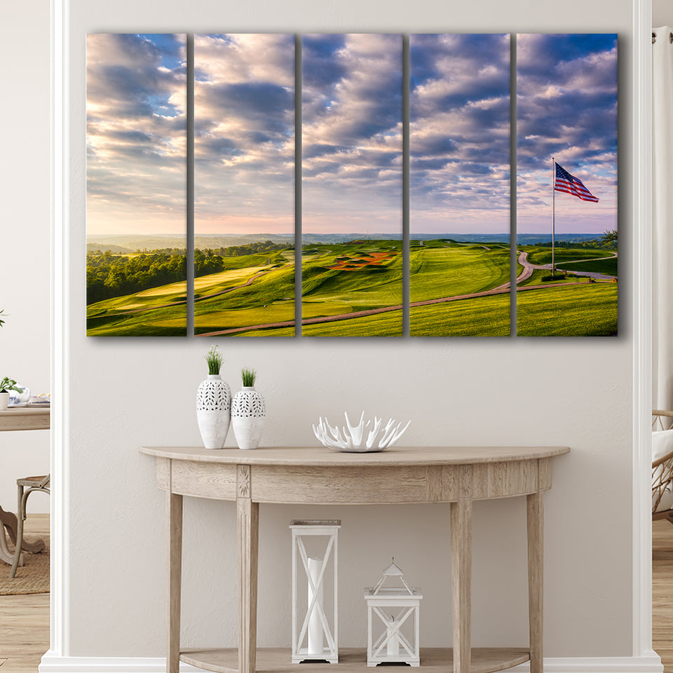 The Donald Ross Course At French Lick, 5 Panels Extra Large Canvas Prints Wall Art Decor