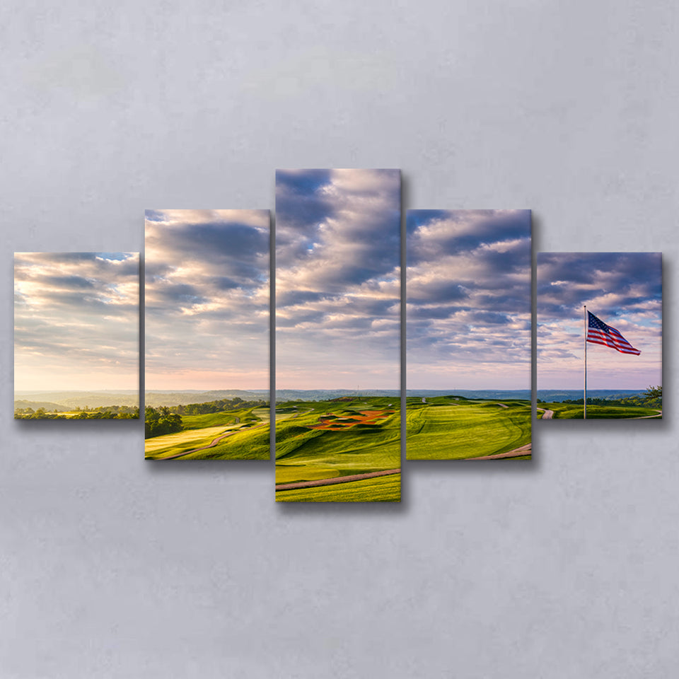 The Donald Ross Course At French Lick, Golf Art Print, 5 Panels Canvas Prints Wall Art Decor