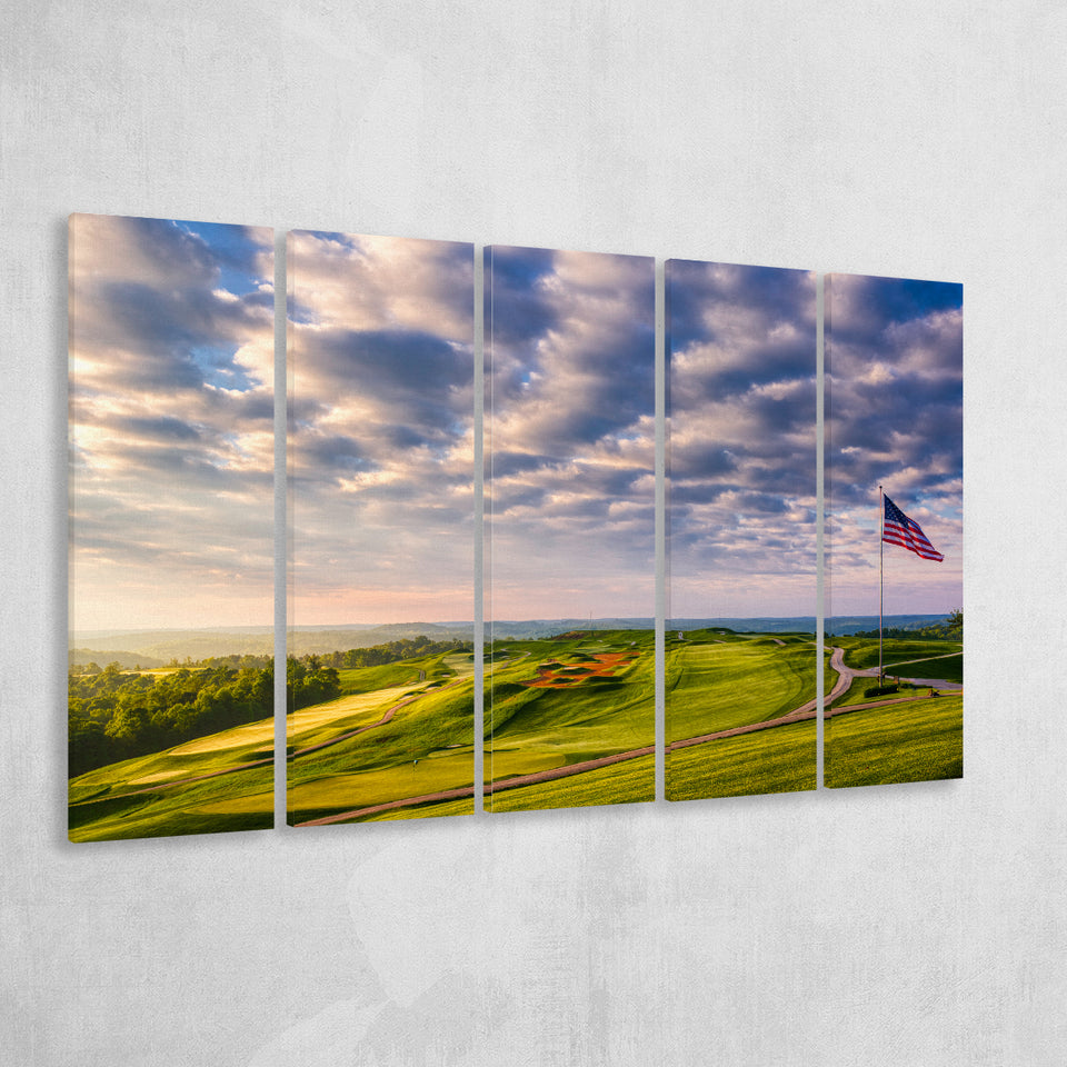 The Donald Ross Course At French Lick, 5 Panels Extra Large Canvas Prints Wall Art Decor