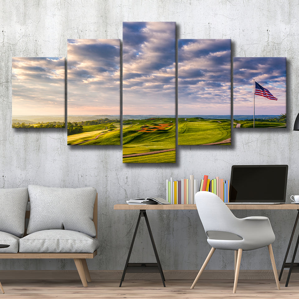 The Donald Ross Course At French Lick, Golf Art Print, 5 Panels Canvas Prints Wall Art Decor