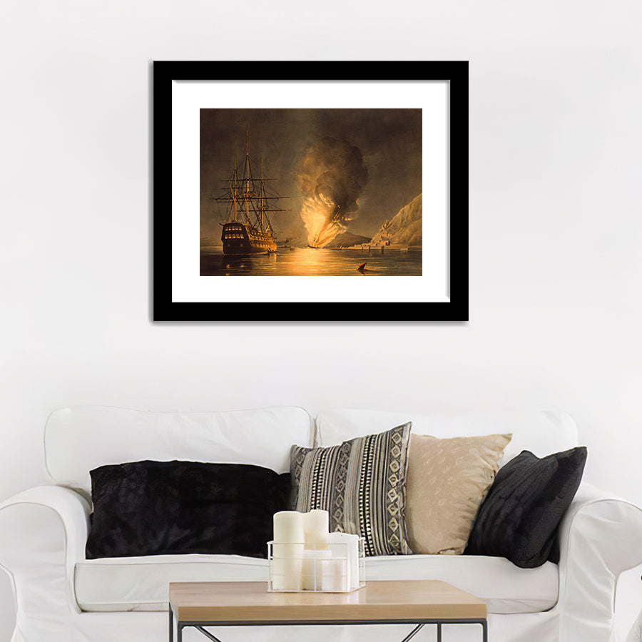The Explosion Of The U S Steam Frigate Missouri At Gibralta Wall Art Print - Framed Art, Framed Prints, Painting Print