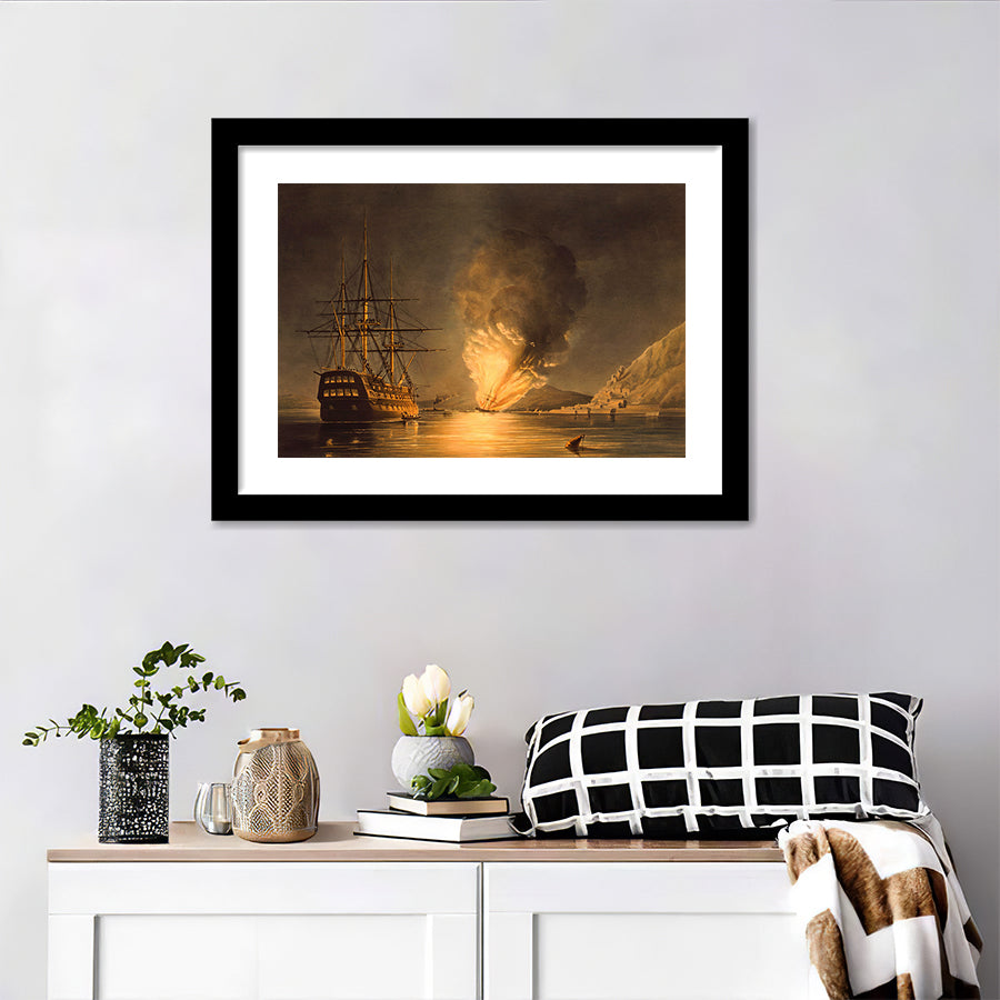 The Explosion Of The U S Steam Frigate Missouri At Gibralta Wall Art Print - Framed Art, Framed Prints, Painting Print