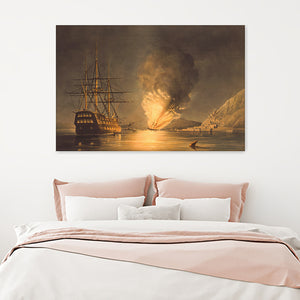 The Explosion Of The U S Steam Frigate Missouri At Gibralta Canvas Wall Art - Canvas Prints, Prints For Sale, Painting Canvas