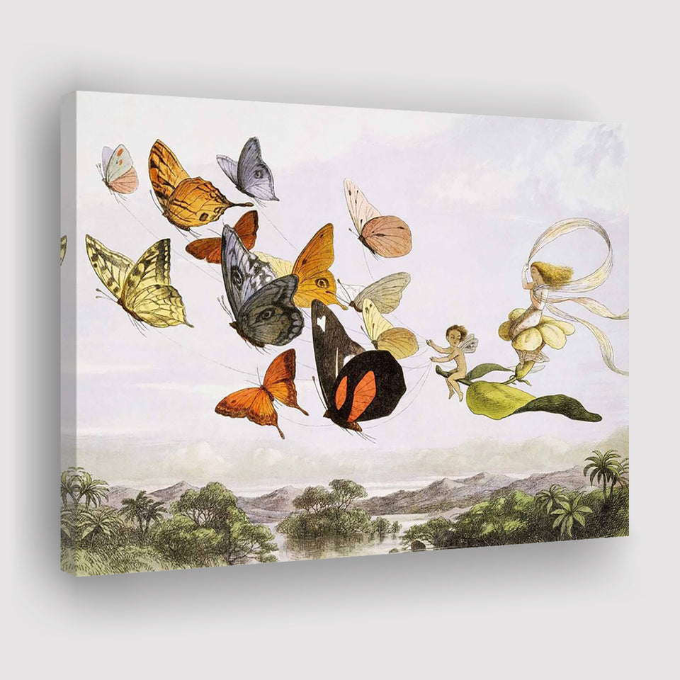 The Fairy Queen Takes An Airy Drive In A Light Carriage Richard Doyle Painting Canvas Prints Wall Art Home Decor