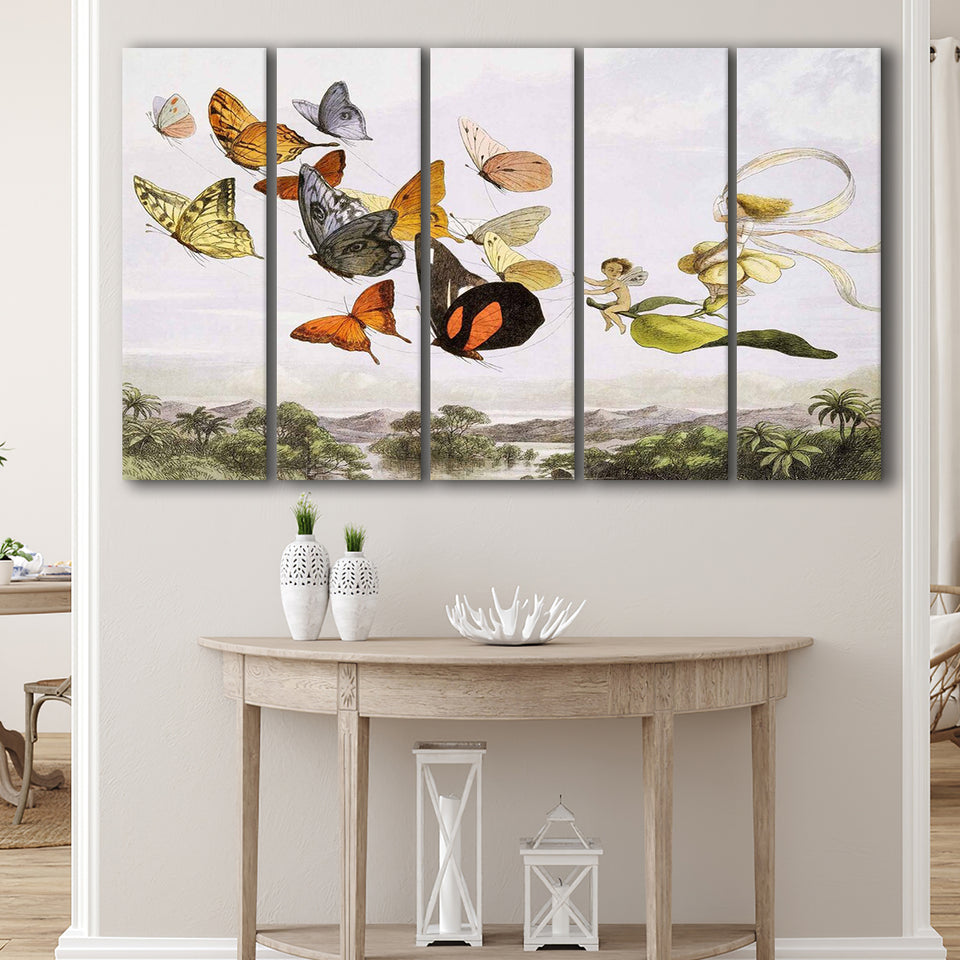 The Fairy Queen Takes An Airy Drive In A Light Carriage Richard Doyle Painting Larger Canvas Art, 5 Piece Canvas Prints Wall Art