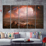 The Fall Of Babylon By John Martin 5 Pieces B Canvas Prints Wall Art - Painting Canvas, Multi Panels,5 Panel, Wall Decor