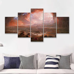 The Fall Of Babylon By John Martin  5 Pieces Canvas Prints Wall Art - Painting Canvas, Multi Panels, 5 Panel, Wall Decor
