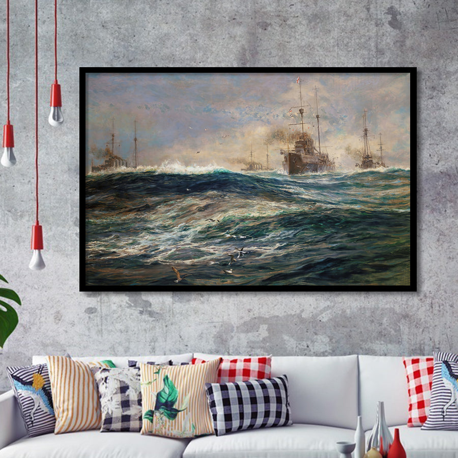 The First Battle Squadron Of Dreadnoughts Steaming Down The Channel Framed Art Prints Wall Decor - Painting Art, Framed Picture, Home Decor