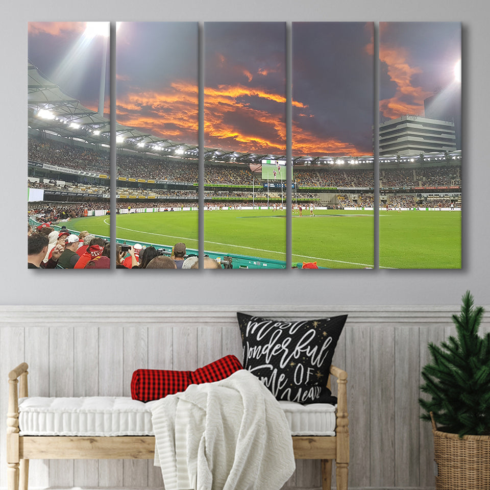 The Gabba at Sunset, Stadium Canvas, Sport Art, Gift for him, Multi Panels B, Canvas Prints Wall Art Decor