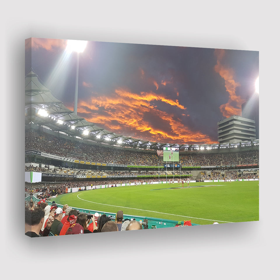 The Gabba at Sunset, Stadium Canvas, Sport Art, Gift for him, Fan Gift, Canvas Prints Wall Art Decor