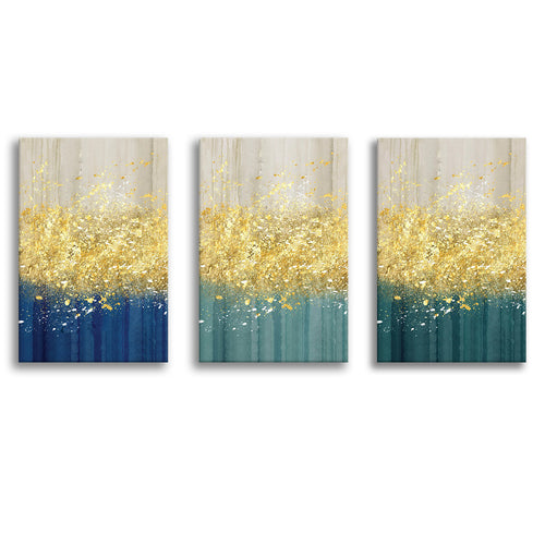 The Golden Splash Canvas Set of 3 Piece Canvas Prints Wall Art Decor