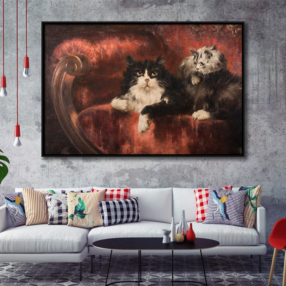 The Great Cat By Carl Kahler Framed Canvas Prints Wall Art - Painting Canvas, Wall Decor, Canvas Art, Floating Frame