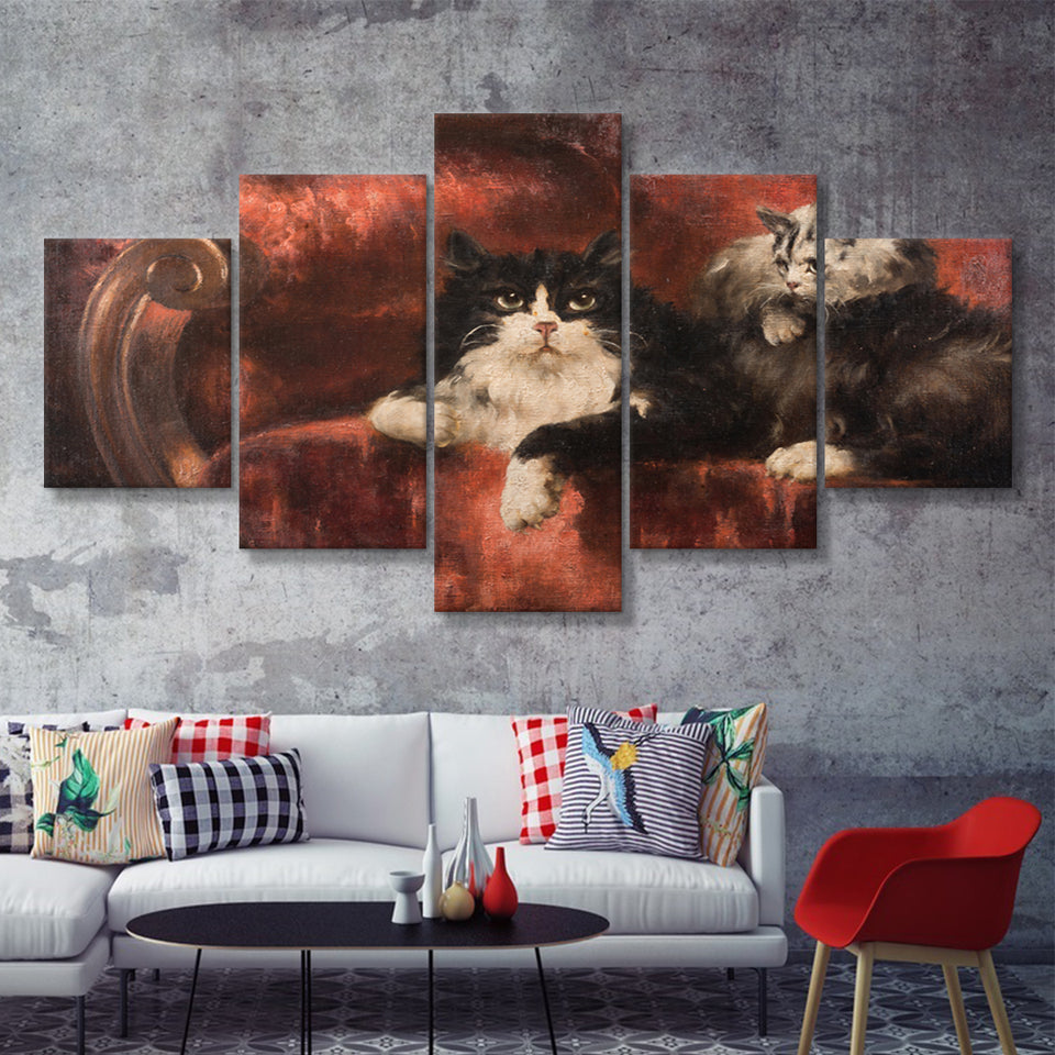 The Great Cat By Carl Kahler 5 Pieces Canvas Prints Wall Art - Painting Canvas, Multi Panel, Wall Decor, Canvas Art