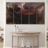 The Great Day Of His Wrath By Martin, 5 Panel B Canvas Prints Wall Art, Extra Large Canvas Decor