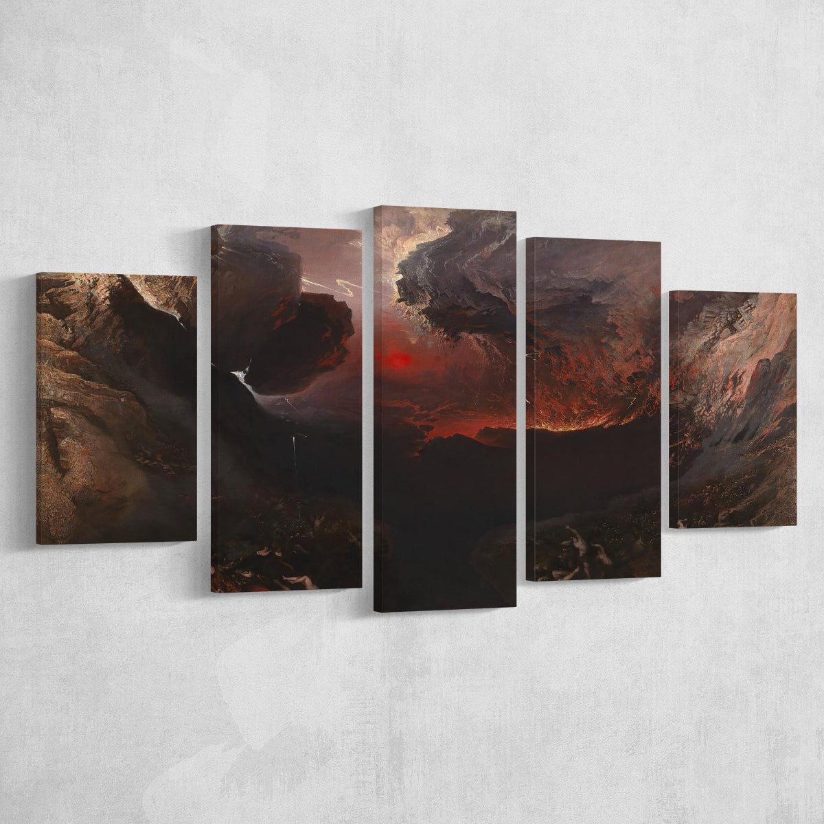 The Great Day Of His Wrath By Martin, 5 Panel Canvas Prints Wall Art,M –  UnixCanvas