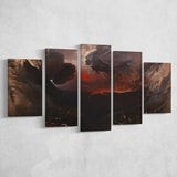 The Great Day Of His Wrath By Martin, 5 Panel Canvas Prints Wall Art,Mixed Canvas, Large Canvas