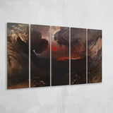 The Great Day Of His Wrath By Martin, 5 Panel B Canvas Prints Wall Art, Extra Large Canvas Decor