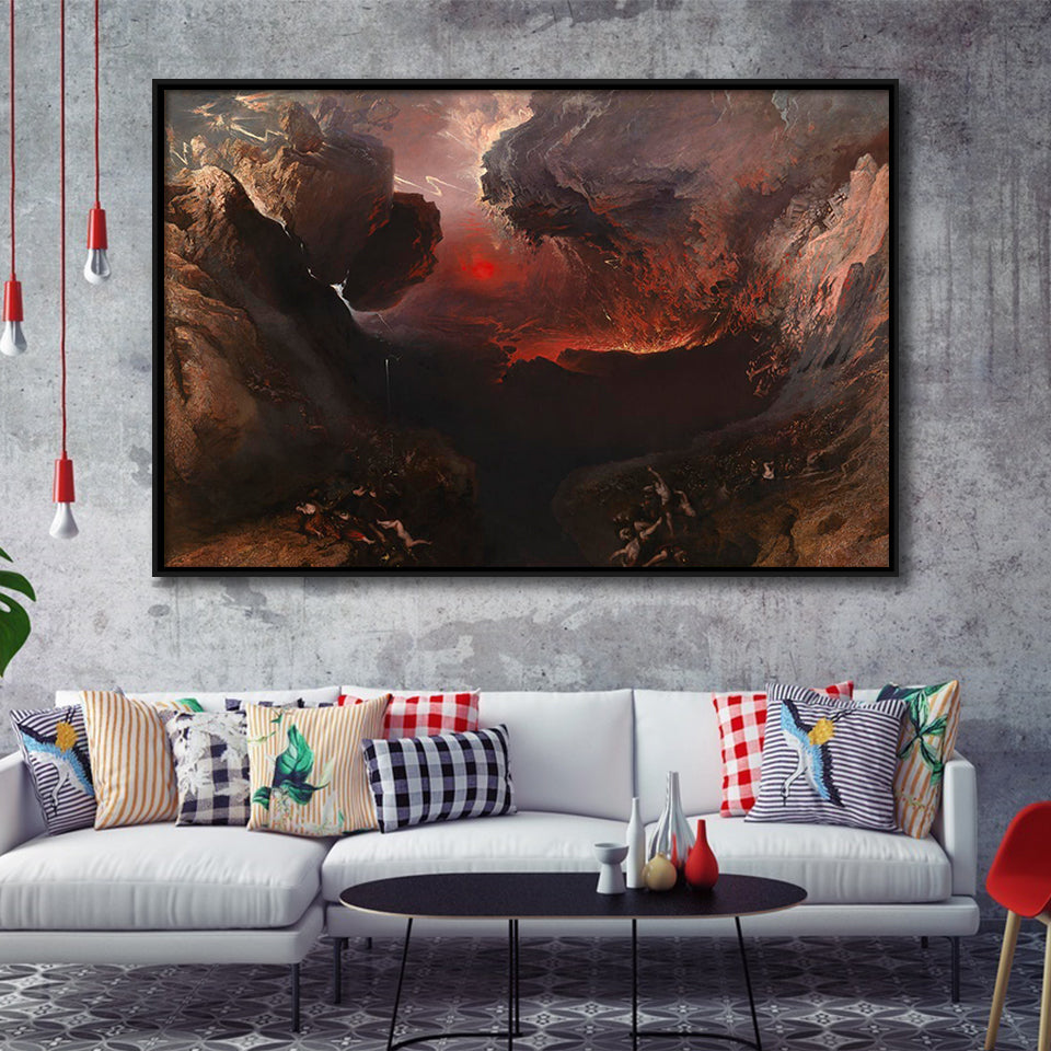 The Great Day Of His Wrath By Martin Framed Canvas Prints Wall Art, Floating Frame, Large Canvas Home Decor