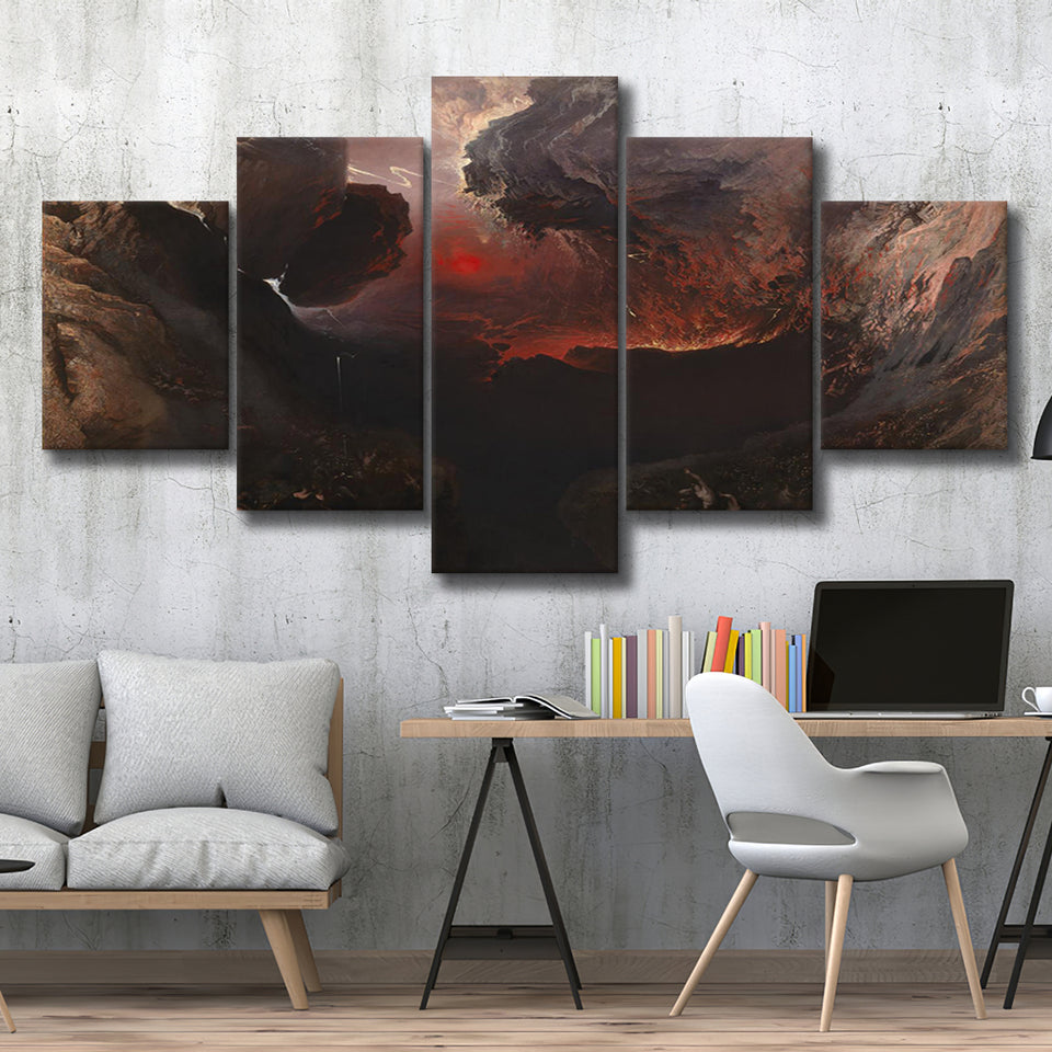 The Great Day Of His Wrath By Martin, 5 Panel Canvas Prints Wall Art,M –  UnixCanvas