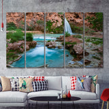 The Havasupai Falls Arizona 5 Pieces Canvas Prints Wall Art - Painting Canvas, Multi Panels, Wall Decor
