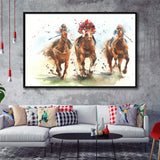 The Jockey And The Horse Sport Races Horses Framed Canvas Prints Wall Art Decor, Framed Picture, Floating Frame